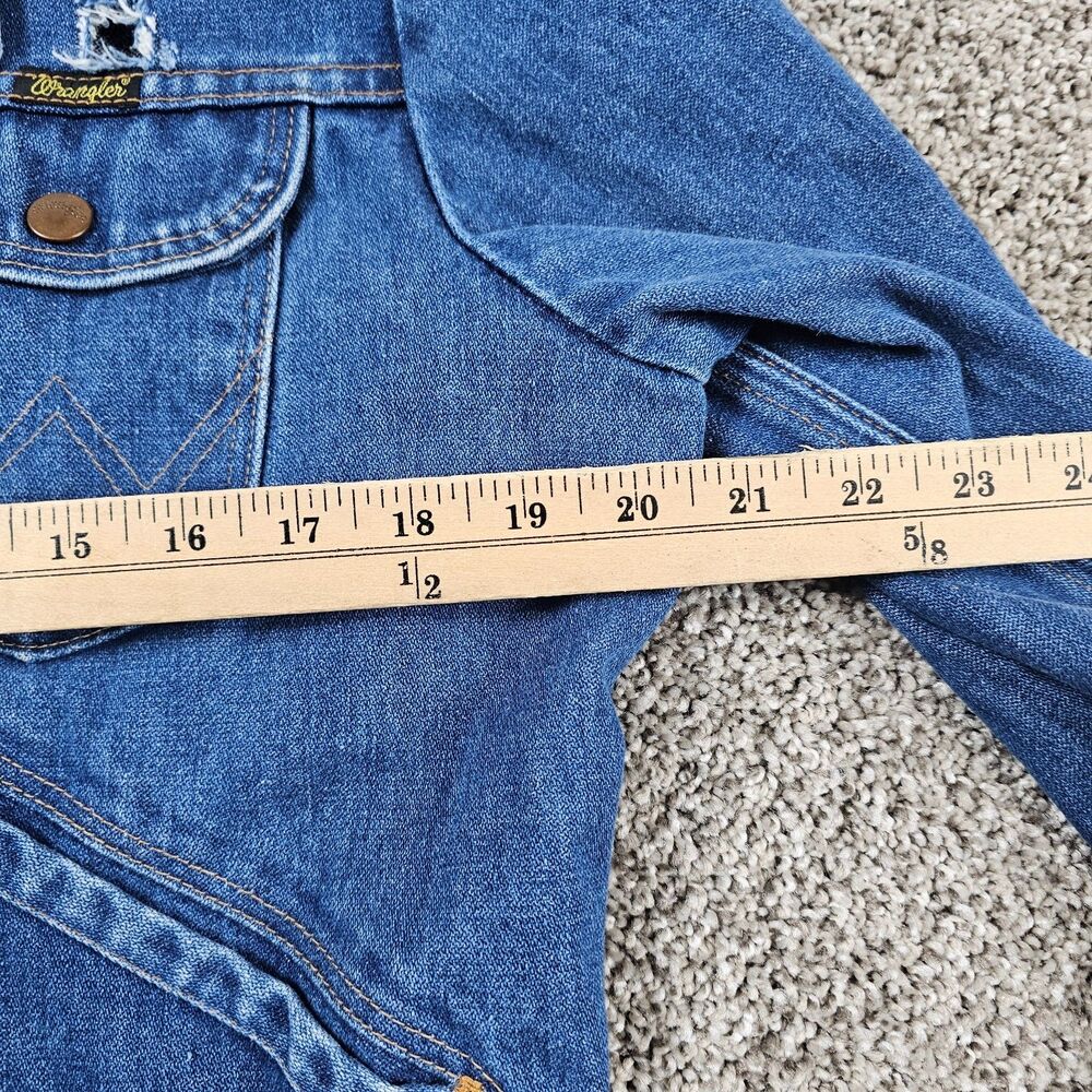 Vintage Wrangler Jacket Mens Small 126NV No Fault Denim Jean 1970s Distress USA - Picture 9 of 12